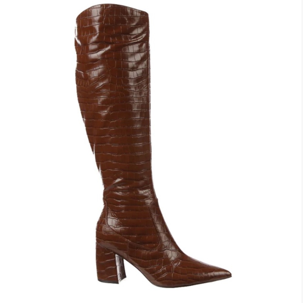 MARC FISHER - NWT leather croc-embossed boot size 10